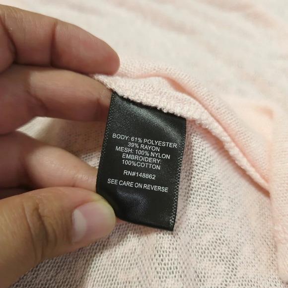 TORRID Nwt 3/4 Sleeve Lace Back Open Front Knit Cardigan, Peach Pink, 00 , M/L - Picture 14 of 16